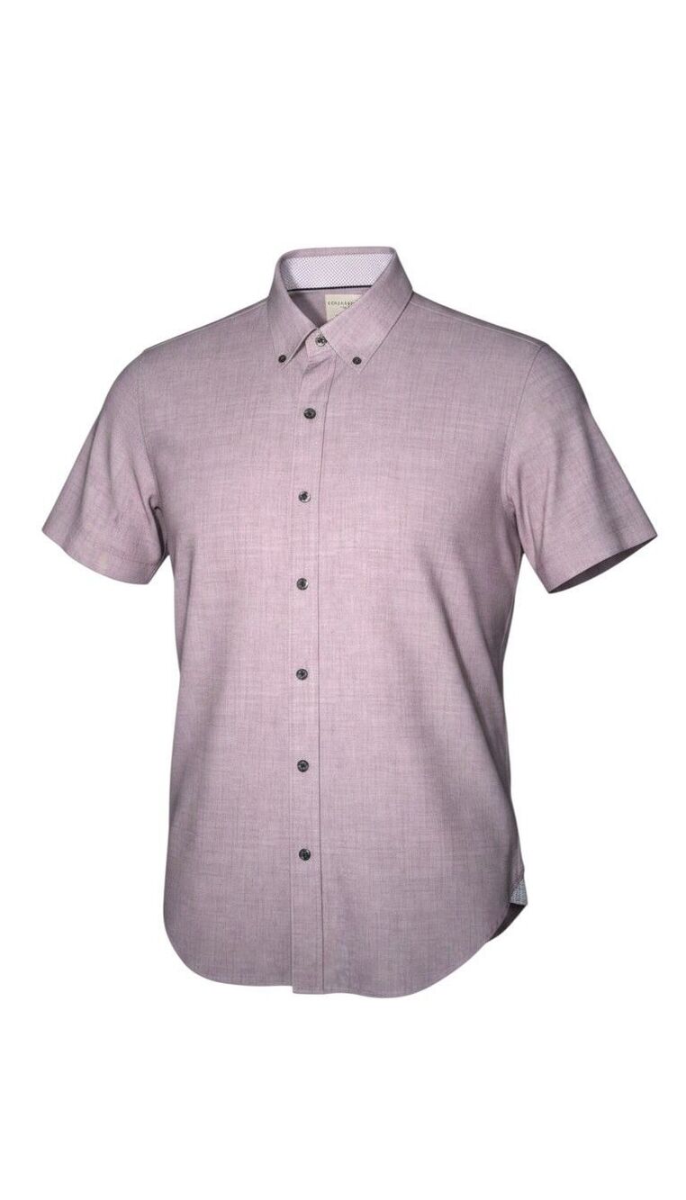 CON.STRUCT Shirt Mens Medium Gray Short Sleeve Button Up 4-Way Stretch